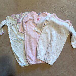 Baby Gown Lot NB–0-3M – Carter’s & Just One Year – Pink & White Floral & Heart P